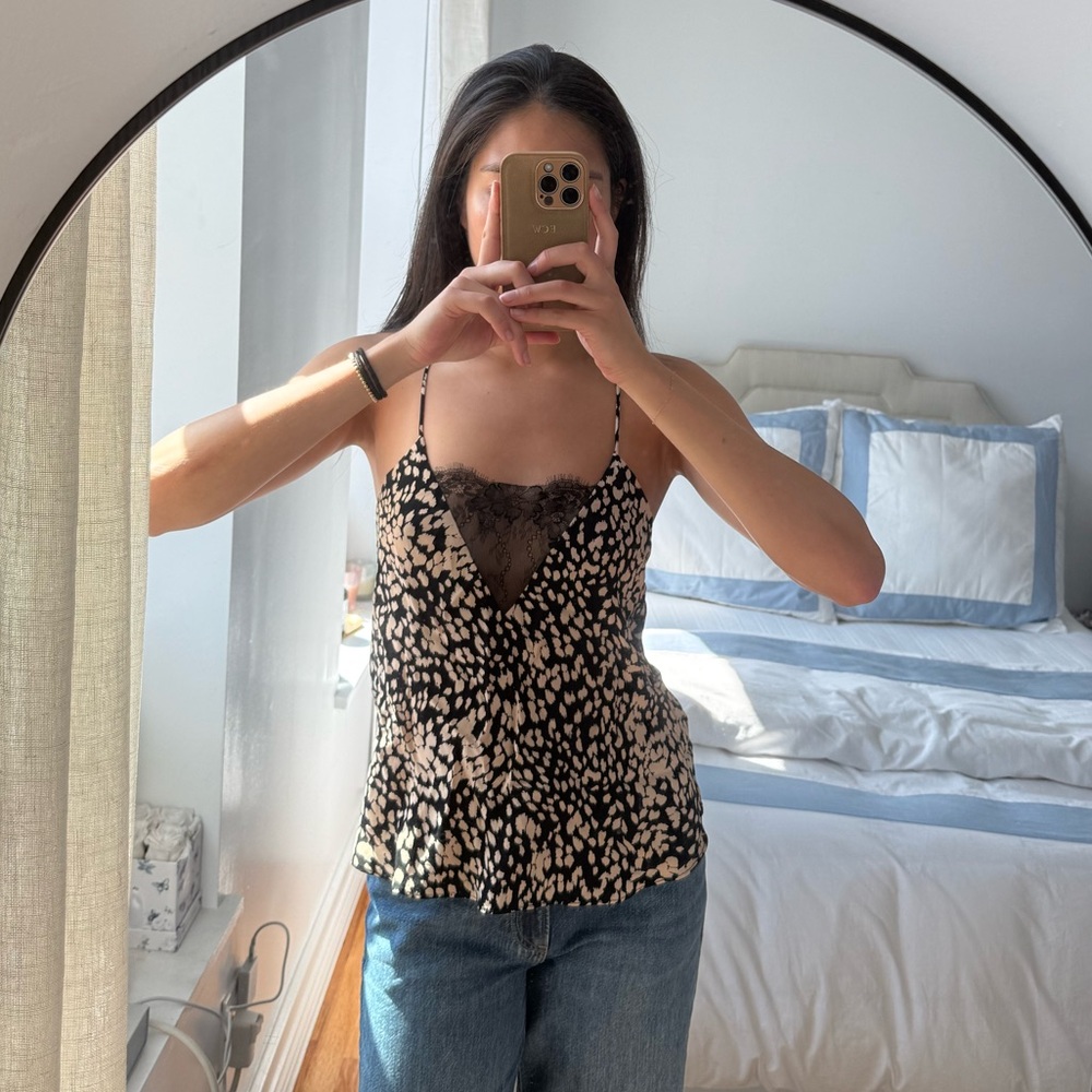 Blue Life Black and Cream Camisole